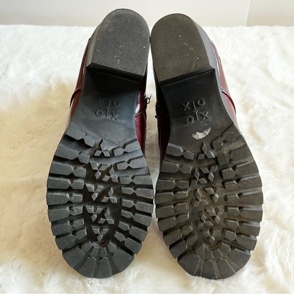 XOXO Chloee Oxblood Red Lace-up Ankle Zip Booties with Star Insets- 7 - Picture 7 of 14